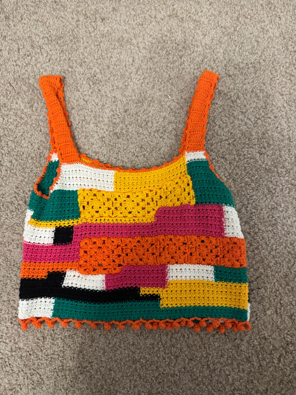 Zara Yellow and Orange Crochet Tank Top